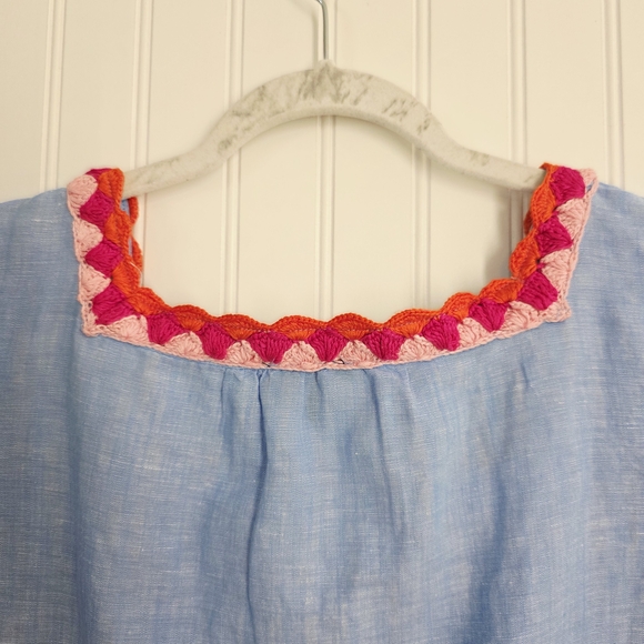 Talbots Crochet Trim Linen Top - Cross Dyed Small - Picture 7 of 12